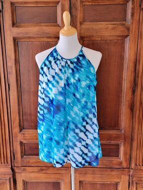 Worthington Tie Dye Pleated Neckline Sleeveless Top - Size L